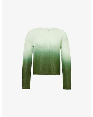 Vince Dip-Dye Boat-Neck Cotton-Blend Sweater - Green