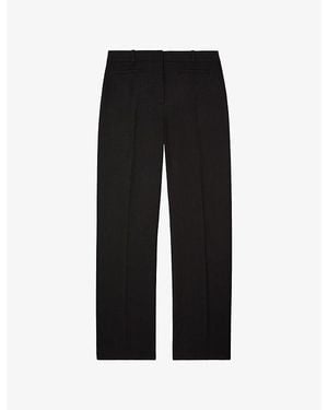 The Kooples Wide-Leg Mid-Rise Wool Trousers - Black