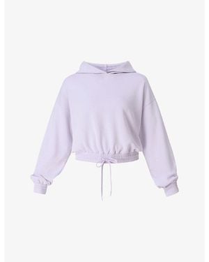 Sweaty Betty Sand Wash Cloudweight Elasticated-Hem Stretch-Jersey Cropped Hoody - Purple