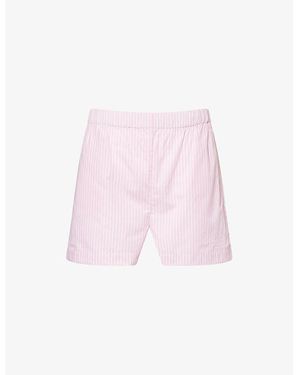 Sporty & Rich Eden Script Striped Cotton Shorts - Pink