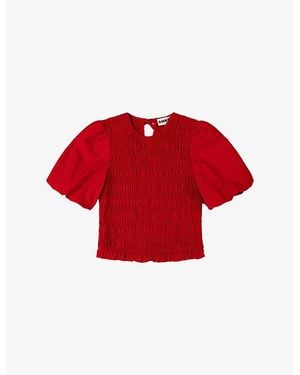 OMNES Nicolla Shirred-Bodice Linen-Blend Top