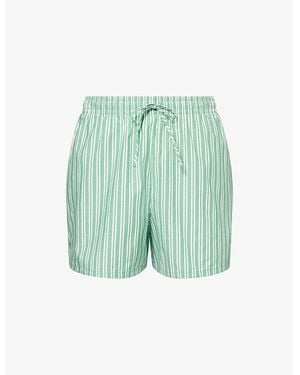 Lounge Underwear Pinstripe Cotton Shorts - Green