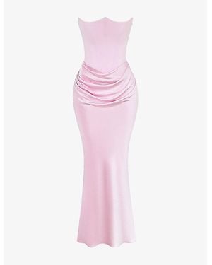 House Of Cb Persephone Corset Woven Maxi Dress - Pink