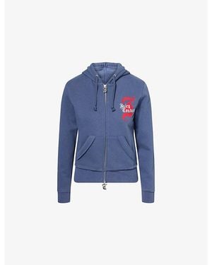 Juicy Couture Relaxed-Fit Zip-Up Cotton-Fleece Hoody - Blue