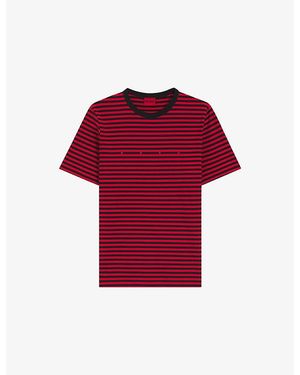 HUGO Striped Relaxed-Fit Cotton-Jersey T-Shirt - Red