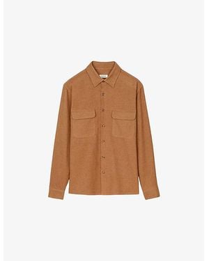 Sandro Flap-Pocket Flannel Cotton Shirt - Brown