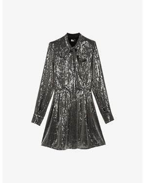 The Kooples Bow-Tie Sequin Mini Dress - Black