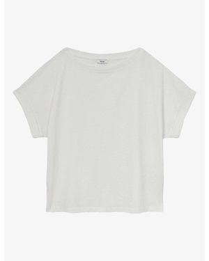 Reiss Sia Off-Shoulder Short-Sleeve Cotton T-Shirt - White