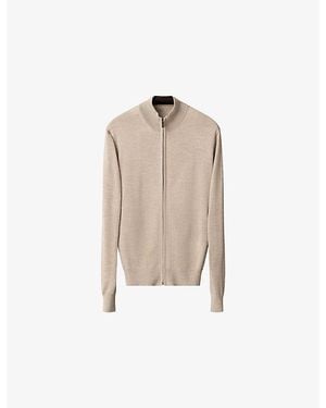 Eton Zip-Up Knitted Wool Cardigan - Natural