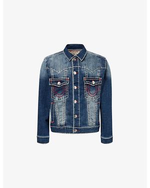 TRUE RELIGION Oversized Embroidered Denim Jacket - Blue