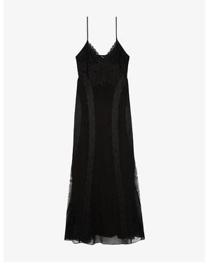 The Kooples V-Neck Sleeveless Lace Maxi Dress - Black