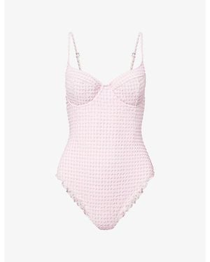Jonathan Simkhai Suni Check-Print Swimsuit - Pink