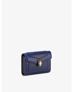 BVLGARI Serpenti Forever Leather Card Holder - Blue