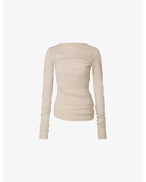 Soeur Gaia Gathered-Detail Cotton-Blend Top - Natural