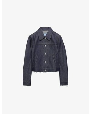 Prada Frayed-Edge Regular-Fit Denim Jacket - Blue