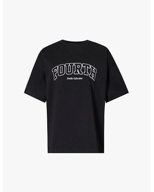 4th & Reckless Alice Logo-Embroidered Cotton-Jersey T-Shirt - Black