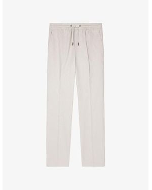 The Kooples Elasticated-Waist Straight-Leg Cotton Trousers - White