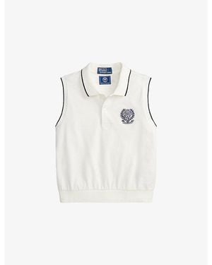 Polo Ralph Lauren X Wimbledon Sleeveless Stretch-Cotton Polo Shirt - White