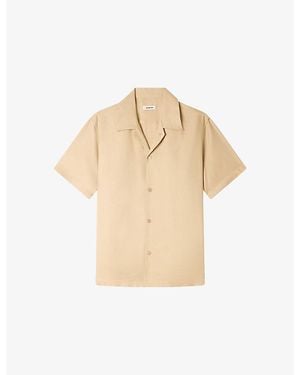 Sandro Shark-Collar Relaxed-Fit Woven Shirt - Natural
