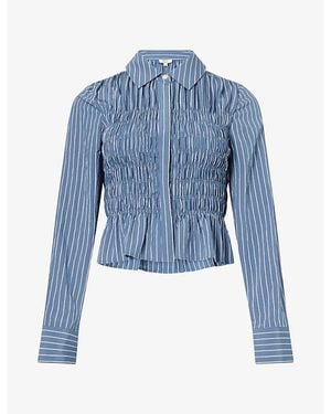 Rails Bradshaw Smocked Crepe Blouse - Blue