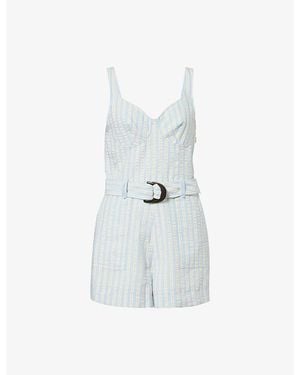 Jonathan Simkhai Kai Pinstripe Cotton-Blend Playsuit - White