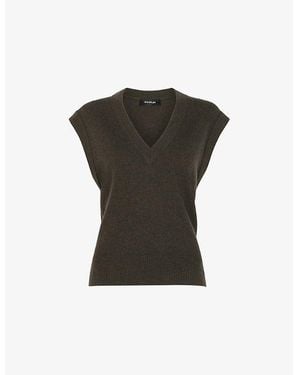 Whistles Sleeveless V-Neck Wool Tank - Green