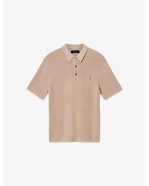 AllSaints Aspen Ramskull-Embroidered Cotton And Wool Polo Shirt - Natural