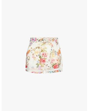 CAMILLA Buckled Linen Shorts - White