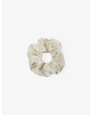 Sandro Floral-Print Woven Scrunchie - White
