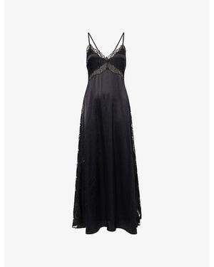 Reformation Ericka Lace-Trim Silk Maxi Dress - Black