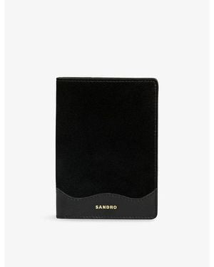 Sandro Logo-Embossed Leather Passport Case - Black