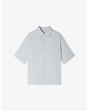 Sandro Pleated Shark-Collar Woven Shirt - White