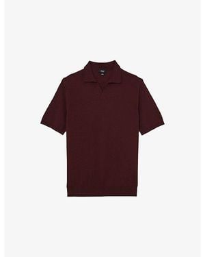 Reiss Duchie Open-Collar Merino-Wool Polo - Red