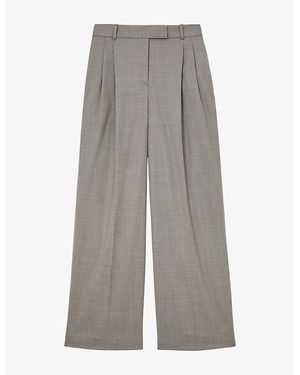 Reiss Darcy Wide-Leg Wool-Blend Trousers - Grey