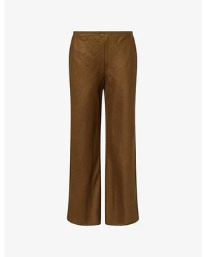 Reformation Gale Mid-Rise Linen Trousers - Brown