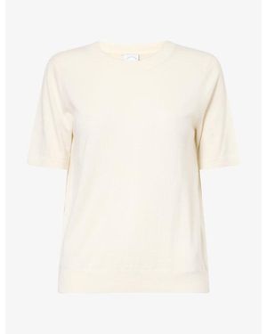 Huishan Zhang Bonnie Short-Sleeve Cashmere Top - White