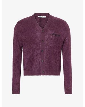 Acne Studios Klasher Logo-Embroidery Cashmere Cardigan - Purple