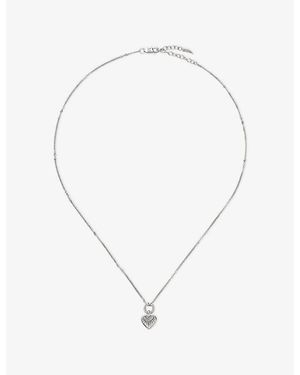 Missoma Mini Ridge Heart Charm Plated Sterling- Pendant Necklace - Metallic