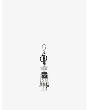 Prada Robot Saffiano Leather Keychain Charm - Metallic