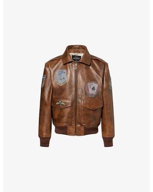 Avirex Vintage-Patch A2 Leather Flight Jacket - Brown
