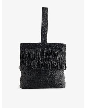 RIXO London Zenni Fringed Beaded Bag - Black