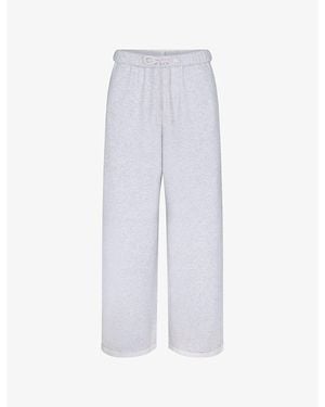 Skims Classic Straight-Leg Cotton-Fleece Trousers - Blue