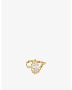 Indigo Lune Lyric 18Ct Plated Stainless Steel Ring - Metallic