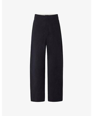 Soeur Hawk Straight-Leg High-Rise Crepe Pants - Blue