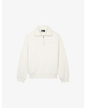 The Kooples Brand-Embroidered Zip-Up Cotton Sweatshirt - White