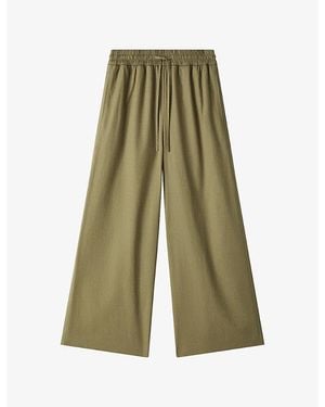 JOSEPH Thurla Wide-Leg Cotton Pants - Green