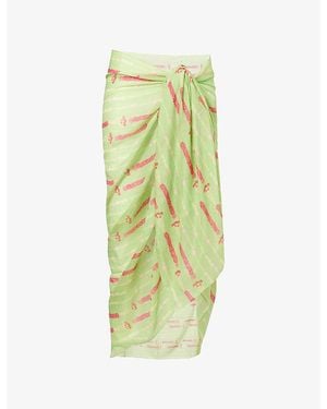 VERANDAH Printed Cotton-Silk Sarong - Green