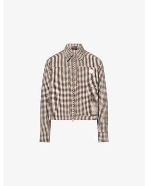 Moncler Brand-Badge Gingham Cotton-Blend Shirt - Natural
