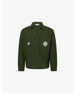 Stone Island X New Balance Drill Brand-Patch Cotton Polo Sweatshirt - Green