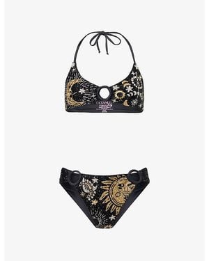 Oceanus Celestial Star Embellished Bikini - Black